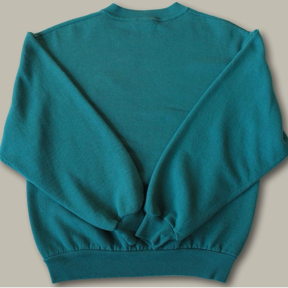 Jerzees Santa Barbara California Sweatshirt Size M Teal Vintage Embroidered 90s - Picture 6 of 6